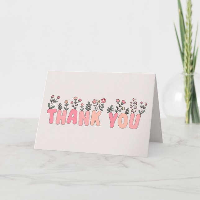 Floral Simple Thank You Card  (Front)