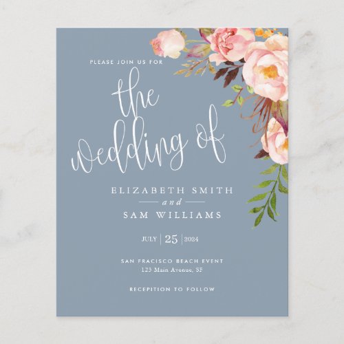 Floral Simple Wedding Invitation Budget Elegant Flyer