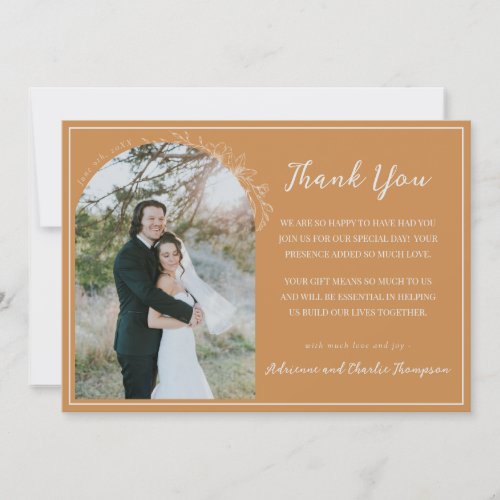 Floral Simplicity 1 Apricot Orange Wedding Thank You Card