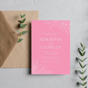 Floral Simplicity 1 Ballet Pink Minimal Wedding Invitation