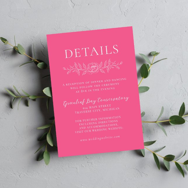Floral Simplicity 1 Carnation Pink Minimal Wedding Enclosure Card (Creator Uploaded)