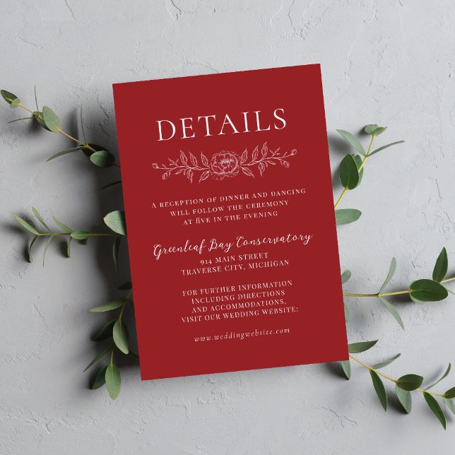 Floral Simplicity 1 Cranberry Minimal Wedding Enclosure Card (Creator Uploaded)