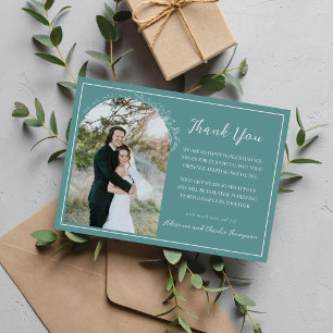 Floral Simplicity 1 Duck Egg Teal Wedding Thank You Card