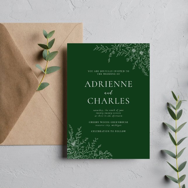 Floral Simplicity 1 Evergreen Minimal Wedding Invitation (Creator Uploaded)