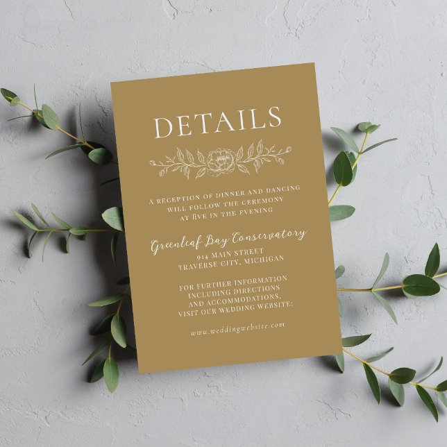 Floral Simplicity 1 Golden Oak Minimal Wedding Enclosure Card (Creator Uploaded)