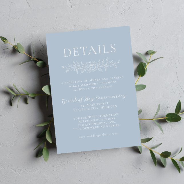 Floral Simplicity 1 Ice Blue Minimal Wedding Enclosure Card (Creator Uploaded)
