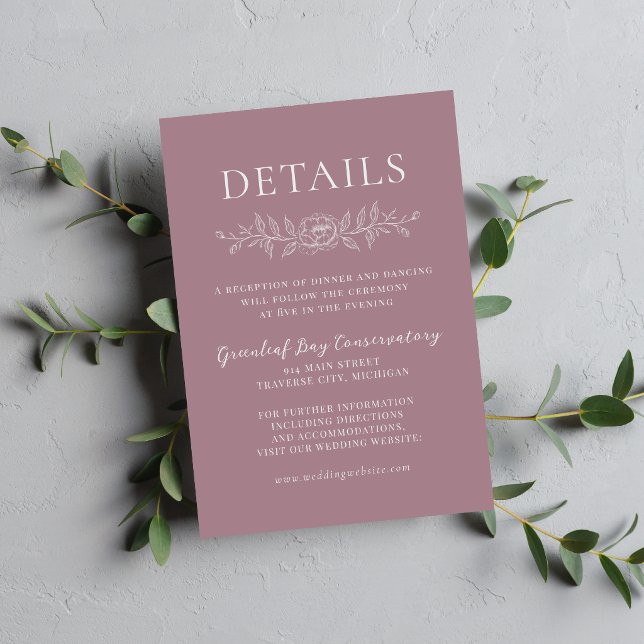 Floral Simplicity 1 Mauve Minimal Wedding Enclosure Card (Creator Uploaded)