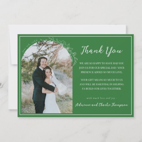 Floral Simplicity 1 Meadow Green Wedding Thank You Card