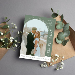 Floral Simplicity 1 Modern Green Elopement Announcement