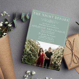 Floral Simplicity 1 Modern Green Rehearsal Dinner Invitation