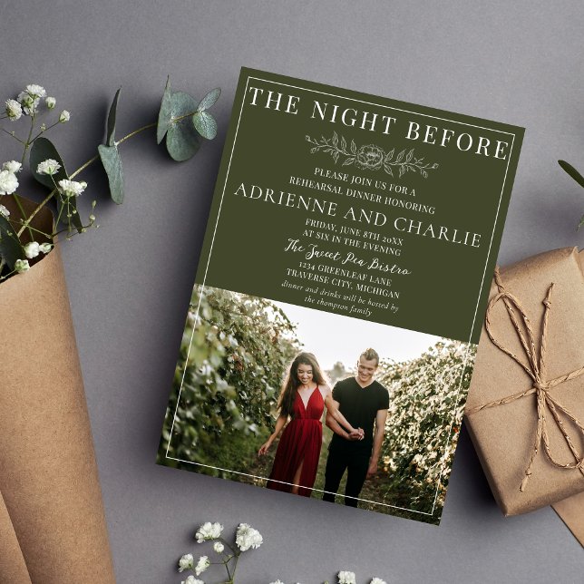 Floral Simplicity 1 Modern Green Rehearsal Dinner Invitation (Creator Uploaded)