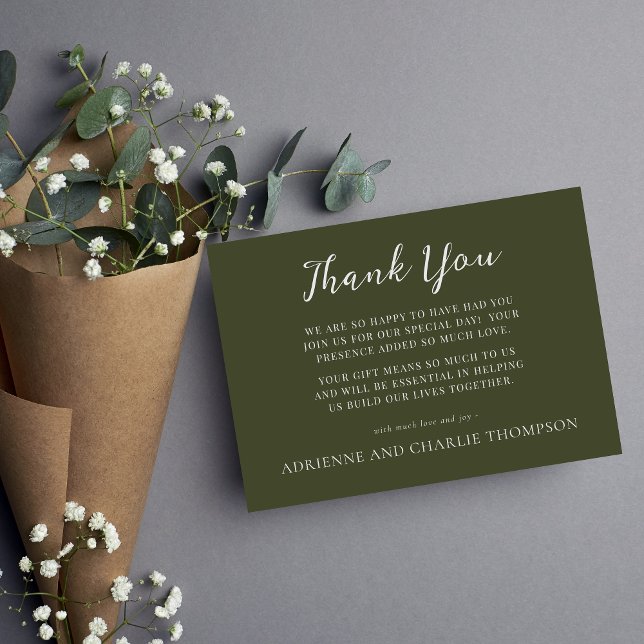 Floral Simplicity 1 Modern Green Thank You Note Card (Creator Uploaded)