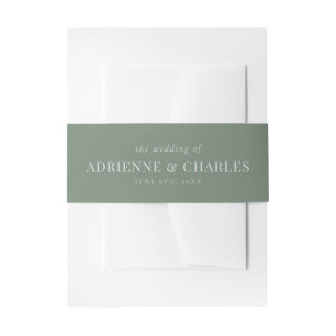 Floral Simplicity 1 Modern Green Wedding Invitation Belly Band