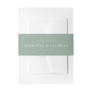 Floral Simplicity 1 Modern Green Wedding Invitation Belly Band