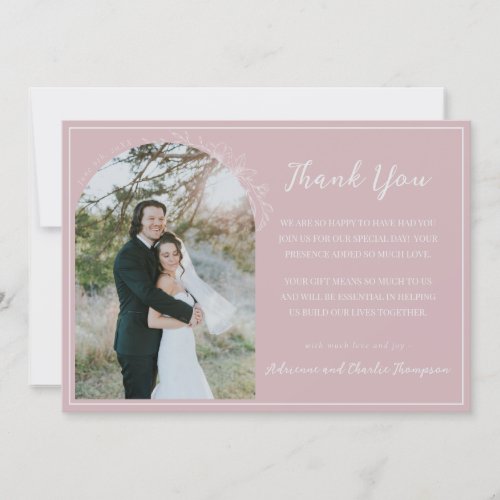 Floral Simplicity 1 Moonlight Mauve Wedding Thank You Card