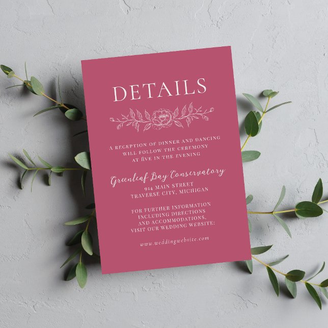 Floral Simplicity 1 Mulberry Minimal Wedding Enclosure Card (Creator Uploaded)