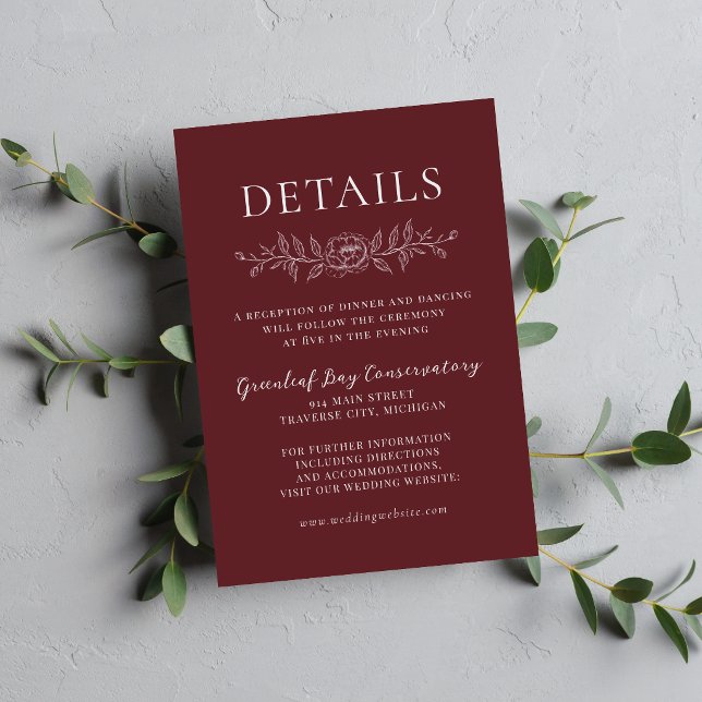 Floral Simplicity 1 Rosewood Minimal Wedding Enclosure Card (Creator Uploaded)