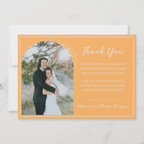Floral Simplicity 1 Sorbet Orange Wedding Thank You Card