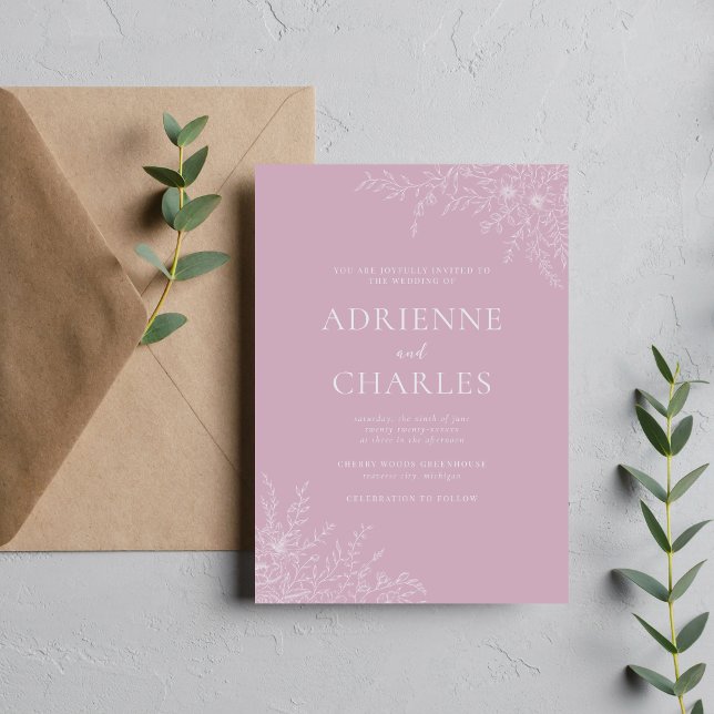 Floral Simplicity 1 Wisteria Minimal Wedding Invitation (Creator Uploaded)