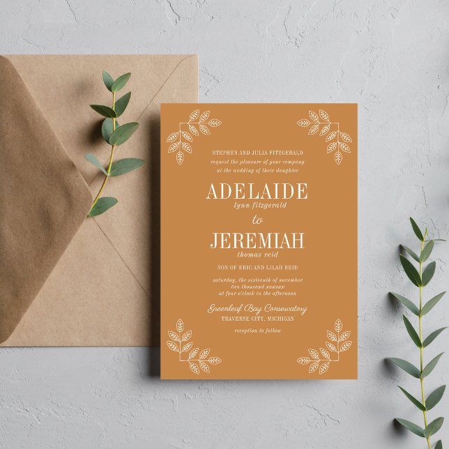Floral Simplicity 2 Apricot Wedding Invitation (Creator Uploaded)
