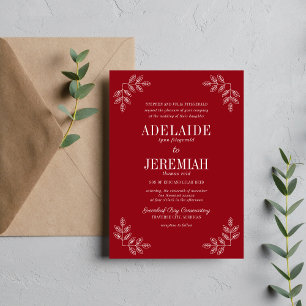 Floral Simplicity 2 Cranberry Wedding Invitation