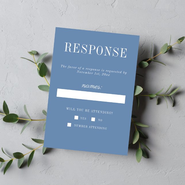Floral Simplicity 2 Denim Minimalist Wedding RSVP Card (Creator Uploaded)