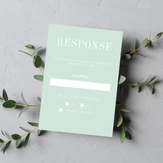 Floral Simplicity 2 Mint Minimalist Wedding RSVP Card (Creator Uploaded)