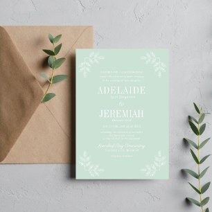 Floral Simplicity 2 Mint Wedding Invitation