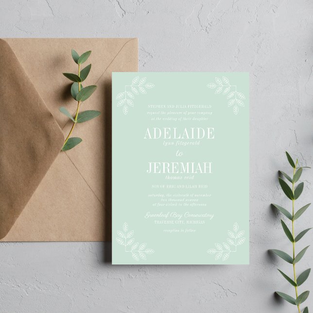 Floral Simplicity 2 Mint Wedding Invitation (Creator Uploaded)