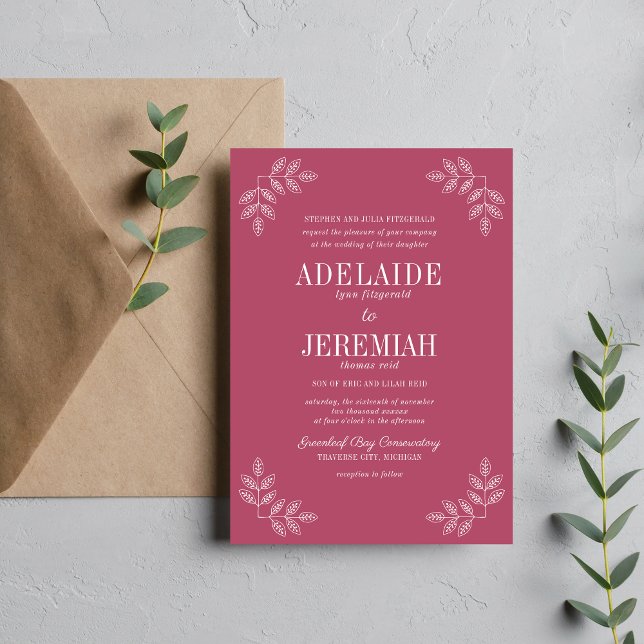 Floral Simplicity 2 Mulberry Wedding Invitation (Creator Uploaded)