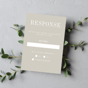 Floral Simplicity 2 Oyster Minimalist Wedding RSVP Card