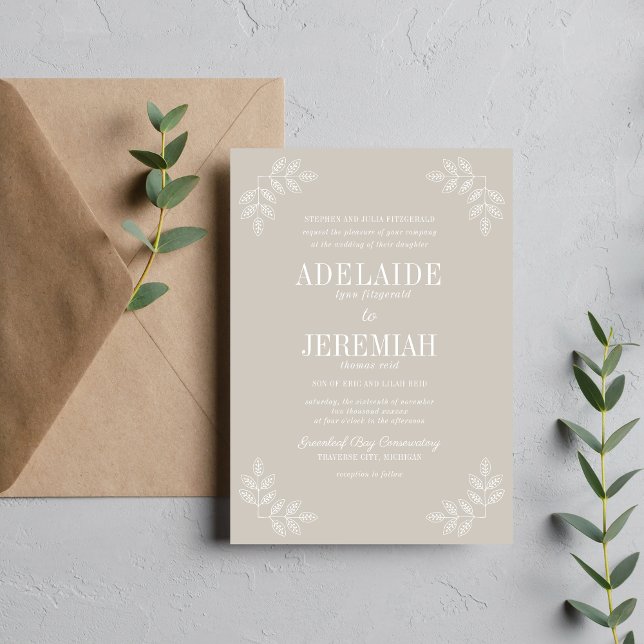 Floral Simplicity 2 Oyster Wedding Invitation (Creator Uploaded)