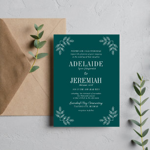 Floral Simplicity 2 Peacock Wedding Invitation