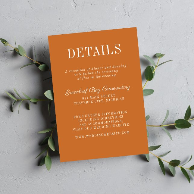 Floral Simplicity 2 Pumpkin Minimalist Wedding Enclosure Card (Creator Uploaded)