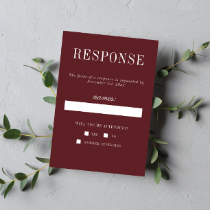 Floral Simplicity 2 Rosewood Minimalist Wedding RSVP Card