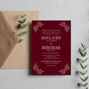Floral Simplicity 2 Rosewood Wedding Invitation