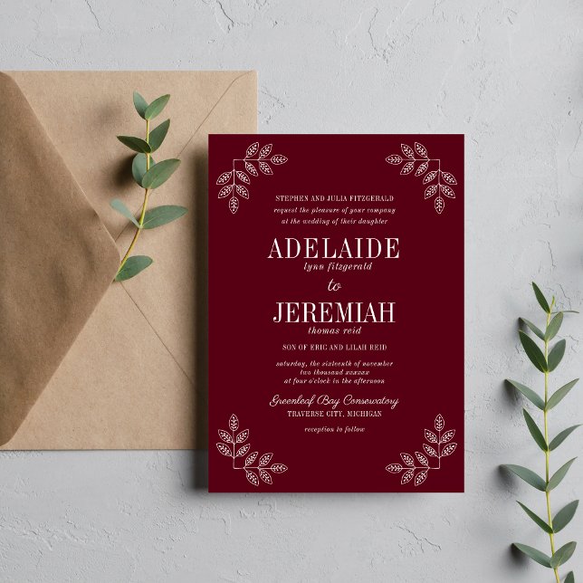 Floral Simplicity 2 Rosewood Wedding Invitation (Creator Uploaded)