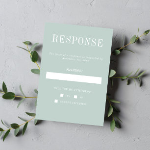Floral Simplicity 2 Sea Glass Minimalist Wedding RSVP Card