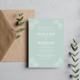 Floral Simplicity 2 Sea Glass Wedding Invitation