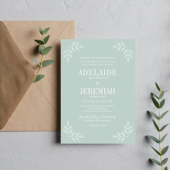 Floral Simplicity 2 Sea Glass Wedding Invitation (Creator Uploaded)