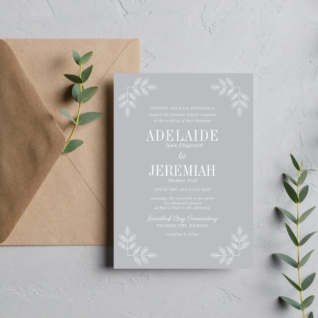 Floral Simplicity 2 Sterling Wedding Invitation (Creator Uploaded)