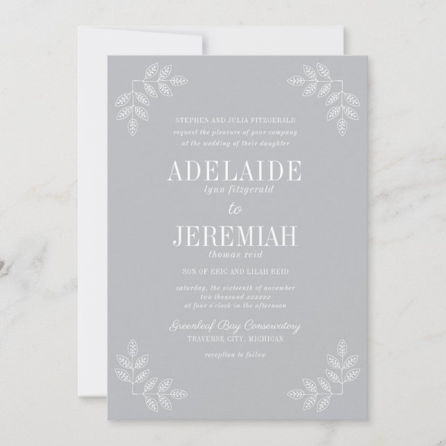 Floral Simplicity 2 Sterling Wedding Invitation (Front)