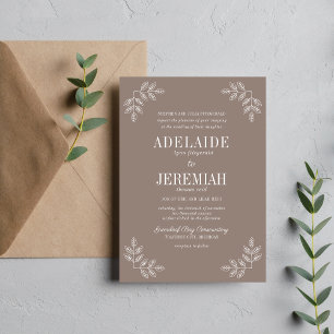 Floral Simplicity 2 Taupe Wedding Invitation