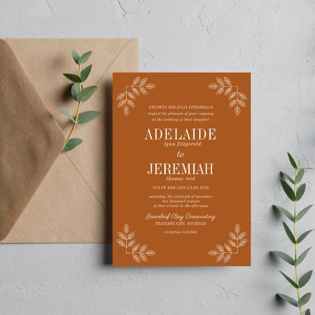 Floral Simplicity 2 Terracotta Wedding Invitation (Creator Uploaded)