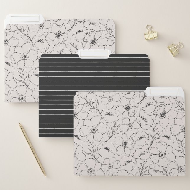 Floral Simplicity - Neutral + Stripes File Folder (Set)