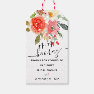 Floral Sip Sip Hooray Favor Bridal Shower Gift Tags