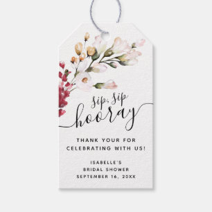 Floral Sip Sip Hooray Favor Bridal Shower Gift Tags