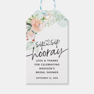 Floral Sip Sip Hooray Favor Bridal Shower Gift Tags