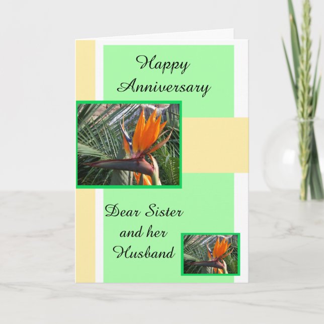 Floral Sister And Husband Personalised Anniversary Card (Front)