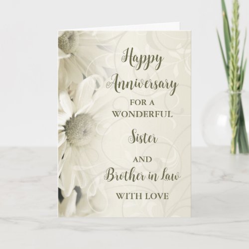 Floral Sister  Brother in Law Anniversary Card